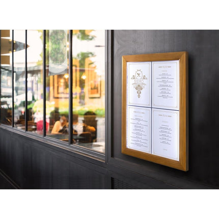 Teak White LED Information Display 4xA4 (Excl. Pole and Base) | Securit 4
