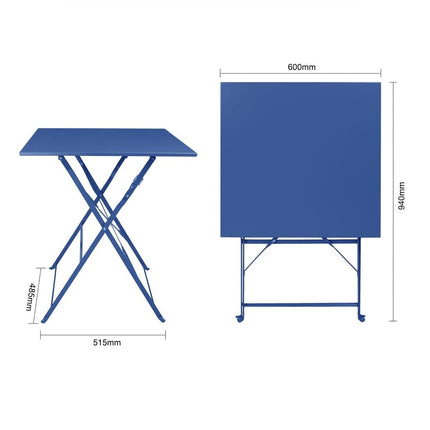 Bolero Perth Dark Navy Folding Square Pavement Table | Powder-Coated Steel 6