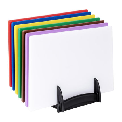 Komplet rezalnih desk iz LDPE z barvno kodo s stojalom, 7 kosov | Hygiplas