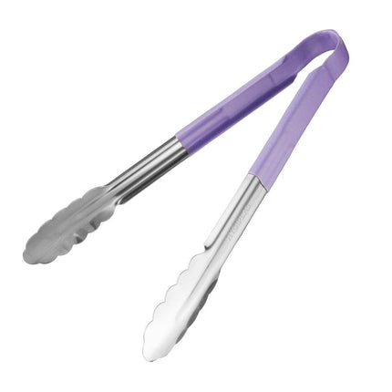 Purple Color-Coded Stainless Steel Serving Tongs 300mm | Hygiplas