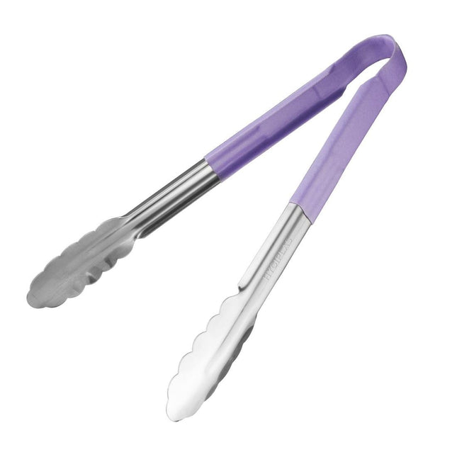 Purple Color-Coded Stainless Steel Serving Tongs 300mm | Hygiplas