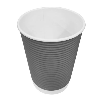 Recyclable Ribbed Coffee Cups Blue-Grey 225ml | Fiesta | 500 pcs 3