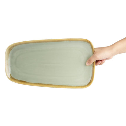Mos Green Large Kiln Porcelain Serving Bowls 33.5 cm | Olympia | 4 Pieces 4