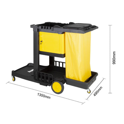 Black Cleaning Trolley with Lockable Cabinet | Jantex 6