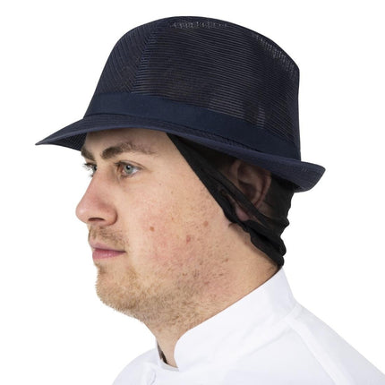 Blue Trilby Hat with Hairnet S (54cm) | Chef Works 9