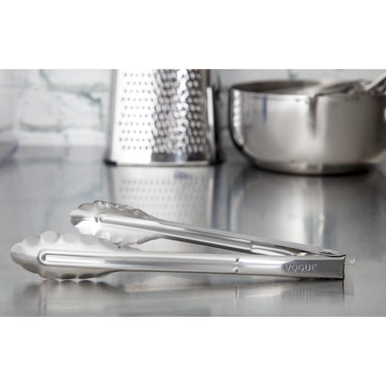 Stainless Steel Serving Tongs 25.5cm with Rounded Edges | Vogue 6