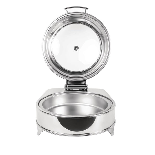Round Electric Chafing Dish | Olympia | Stainless Steel with Glass Lid 2