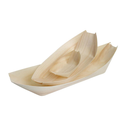Compostable Wooden Serving Boats 190mm | Fiesta 7