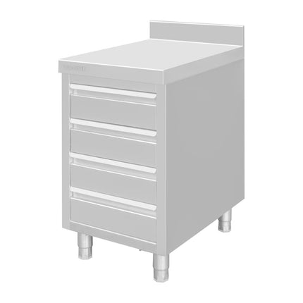 Stainless Steel Workstation with 4 Drawers and 100mm Upstand | Vogue