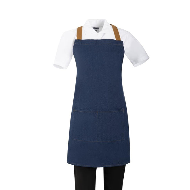 Southside Denim Blue Bistro Apron with Brown Straps