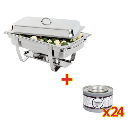 Olympia Milan Chafing Dish with 24-Pack Gel Fuel