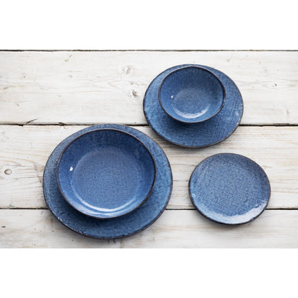 Porcelain Blue Coupe Plates with Denim Texture | Olympia | 180mm 7