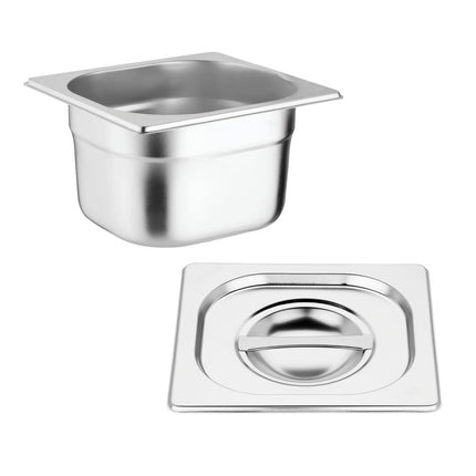 Vogue Stainless Steel GN 1/6 Food Pan Set with Lids (4 Pieces) 5