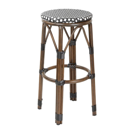 PE Rattan Bar Stools Black Polka Dot Mix | Bolero Parisian Style (2 Pack)