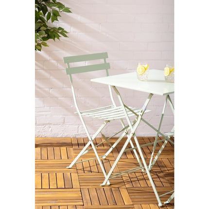 Square Steel Folding Table Light Green 600mm | Bolero 9