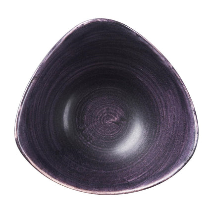 Deep Purple Triangular Bowl with Patina Finish | Churchill Stonecast Patina | 15.2cm