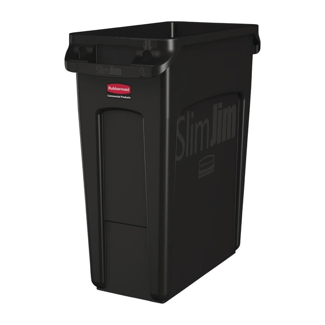 Slim Jim Industrial Ventilated Waste Bin 60L Black | Rubbermaid