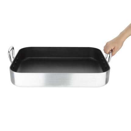 Aluminium Non-Stick Roasting Pan with Handles | Vogue | 80mm Deep 2
