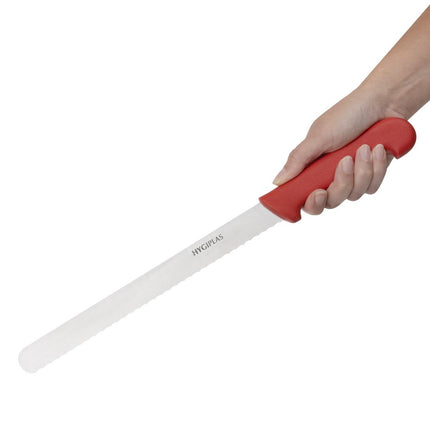 Serrated Meat Knife 25.5cm | Hygiplas | Red Handle 6