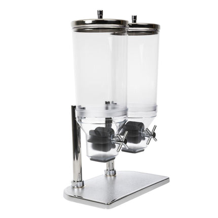 Double Breakfast Cereal Dispenser 2 x 4.5L with Stainless Steel and Chrome Finish | APS 2