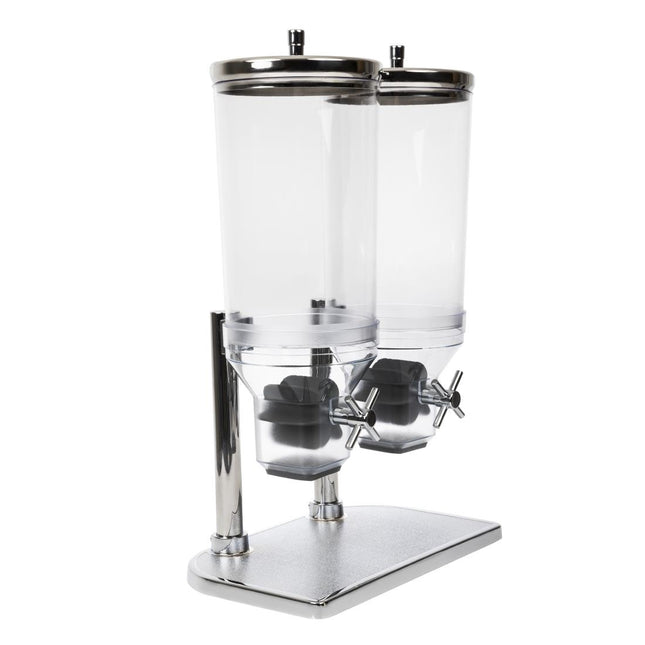 Double Breakfast Cereal Dispenser 2 x 4.5L with Stainless Steel and Chrome Finish | APS 2