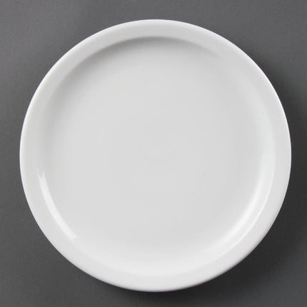Whiteware Plates with Narrow Rim 23cm | Olympia | Set of 12