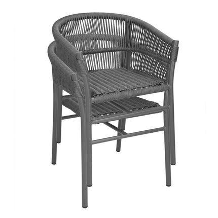Gray Mix Rope Twist Rattan Chairs | Bolero Florence Series | Set of 2 4