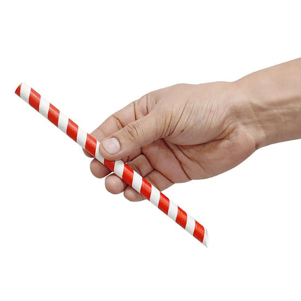 Compostable Bubble Tea Straws 12mm x 210mm | Fiesta Red & White 3