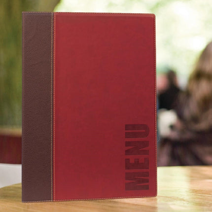 Synthetic Leather Menu Holder A4 Burgundy | Securit Trendy 6