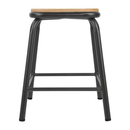 Low Stools with Wooden Seat Metallic Grey | Bolero Cantina | Set of 4 2