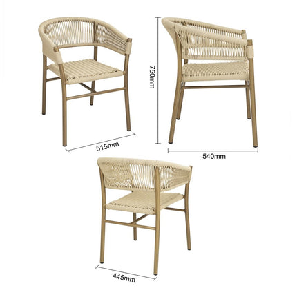 Natural Rope Twist Rattan Chairs | Bolero Florence Series | Set of 2 6