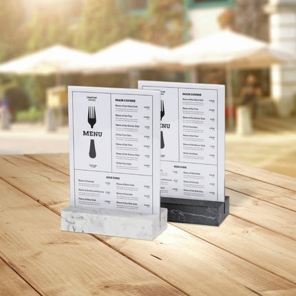 A5 Portrait Board Holder with Polystone Base White | Europel 8