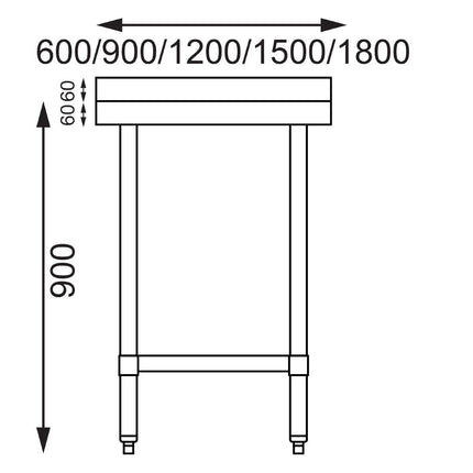 Stainless Steel Worktable with Backsplash 90x90x70cm | Vogue 5