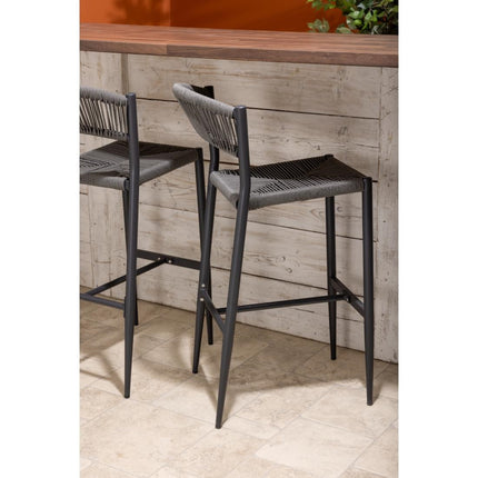 PE Woven Rattan Outdoor Bar Stools Anthracite | Bolero Eden | 2 Pieces 7