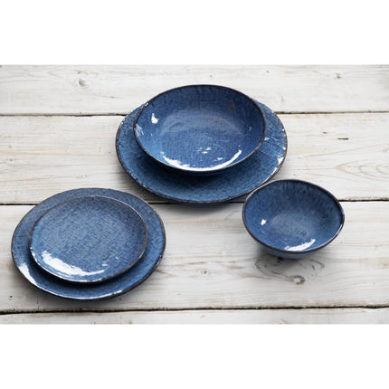 Porcelain Blue Coupe Plates with Denim Texture | Olympia | 180mm 10