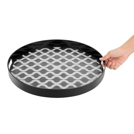 Round Kristallon Polycarbonate Non-Slip Tray with Handles 405mm | Olympia 4