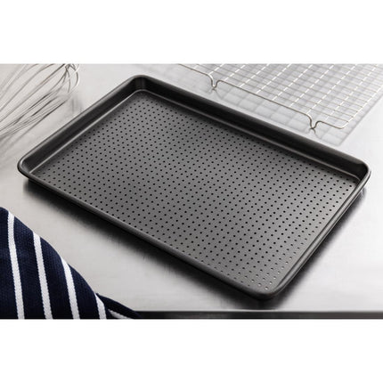 Crusty Bake Non-Stick Baking Tray 27 x 39cm | Masterclass | Perforated Carbon Steel 9