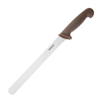Serrated Chef's Knife with Brown Handle | Hygiplas | 24.8cm Blade