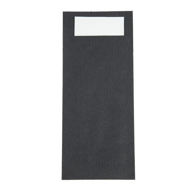 Cutlery Pouch with White Napkin | Europochette Black