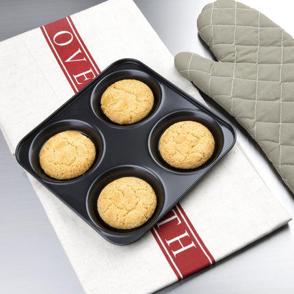 Carbon Steel Non-Stick Yorkshire Pudding Baking Tray 4-Cup | Vogue | 23mm Depth 3
