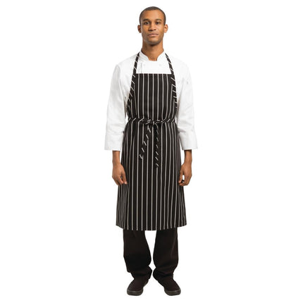 Premium Woven Black and White Striped Apron | Chef Works | 99x94 cm