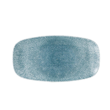 Porcelain Oval Chef's Plate 35.2 x 18.7cm | Churchill Raku Topaz Blue Evolve | Pack of 6