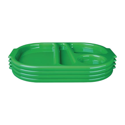 Polycarbonate Compartment Tray Green 37.5x27.8cm | Olympia Kristallon 3