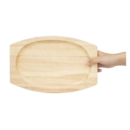 Hevea Wood Oval Sizzler Plate Base 335x205mm | Olympia 5
