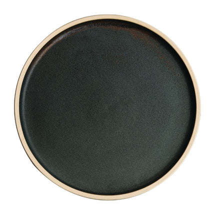 Flat Round Dark Green Canvas Plates 25cm | Olympia