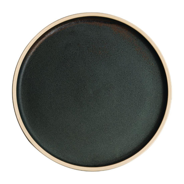 Flat Round Dark Green Canvas Plates 25cm | Olympia