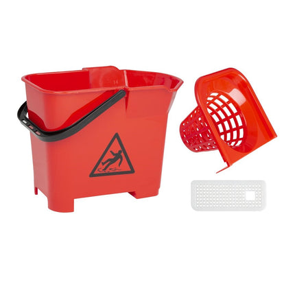 Color-Coded Red Mop Bucket | Jantex | Polypropylene | 16L Capacity 2