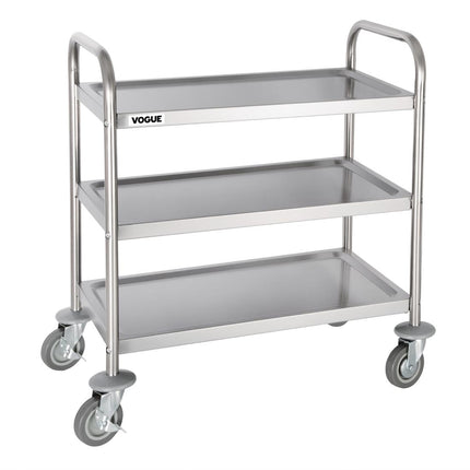 Stainless Steel 3-Tier Serving Trolley Small 82.5(h) x 71(b) cm | Vogue