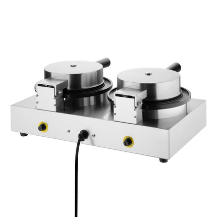 Double Round Belgian Waffle Maker | Buffalo | Stainless Steel | Commercial Grade 5