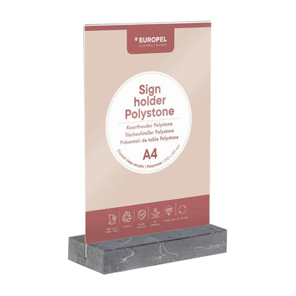 A4 Portrait Board Holder with Polystone Base Anthracite | Europel